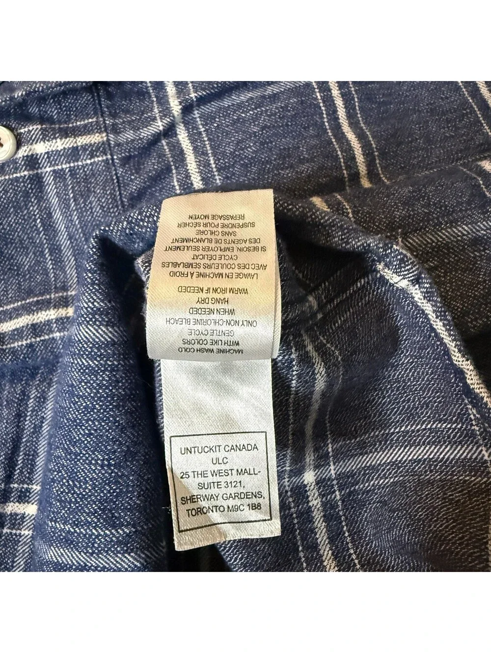 UNTUCKit Brigue Men’s XXL Blue Plaid 100% Cotton Button Front Shirt